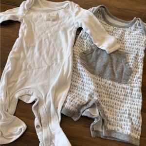 Burt's Bees Baby White and Gray Bodysuits